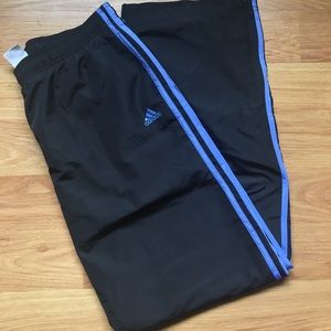 Women’s black and purple adidas trackpants large